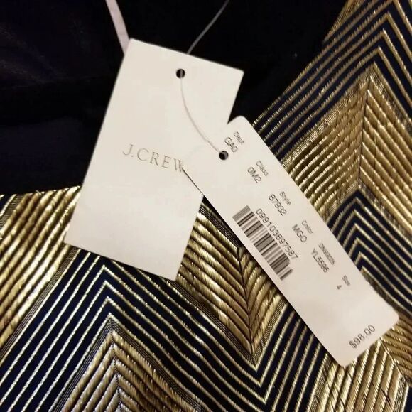 J Crew Navy & Gold Chevron Gilded Tank Blouse - Picture 6 of 7